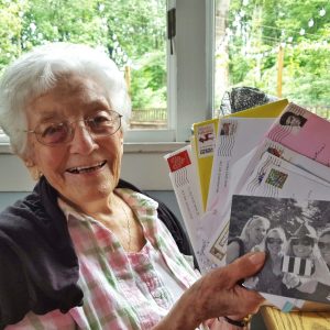 Savoring the 99th birthday cards.